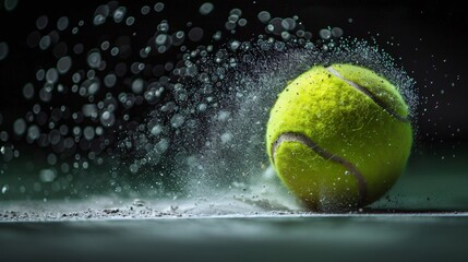 Tennis ball splashes water