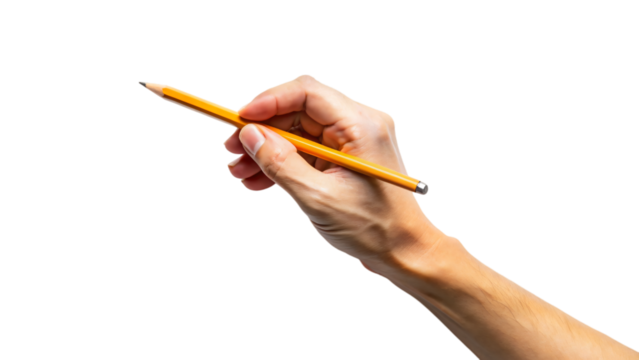 A hand holding a pencil, ready to draw