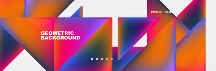 Colorful fluid gradient triangles and squares web site template. Vector Illustration For Wallpaper, Banner, Background, Card, Book Illustration, landing page