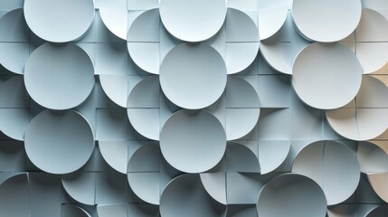 A series of overlapping circles squares and triangles create a lively geometric display on the wall inviting the viewer to explore the intricate design.