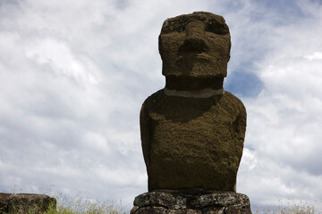 Easter Island Moai on a sunny autumn day view on a sunny spring day