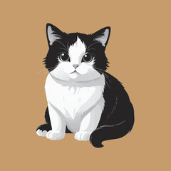 blac anda white cute cat vector