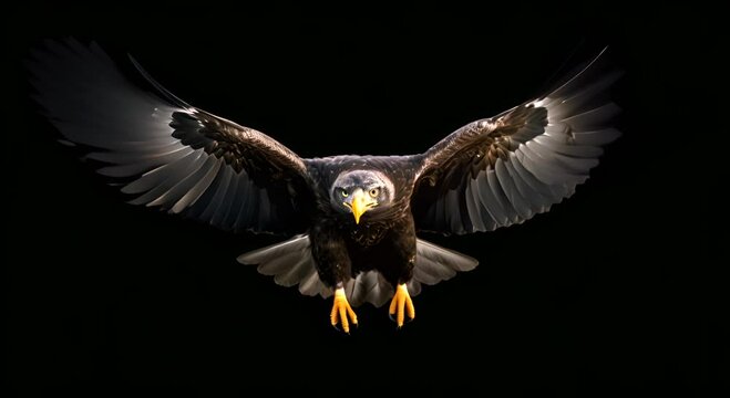 eagle flying on black background