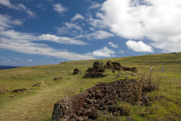 Easter Island landscape on a sunny autumn day