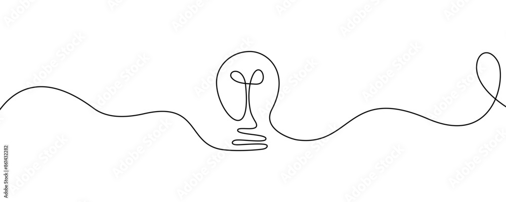Aufkleber one continuous line with light bulb. linear light bulb. solution and invention symbol. new idea.