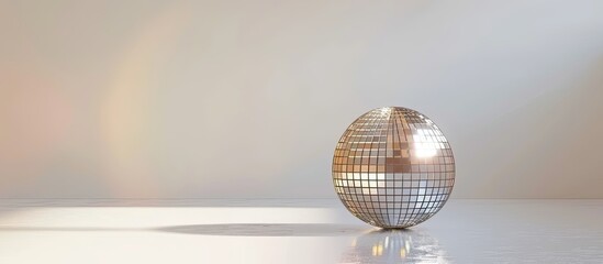 Disco ball on white background with copy space image.
