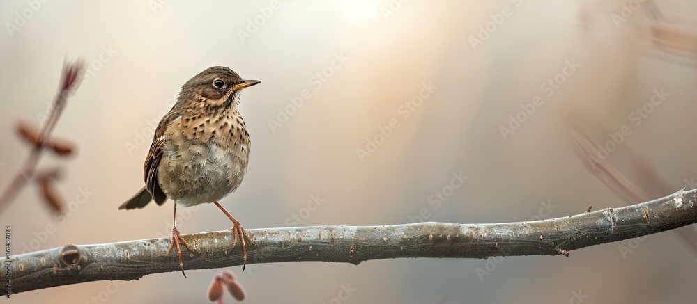 Poster Avian perched on a branch with copy space image.