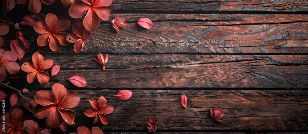 Poster Concept on a wooden background with copy space image.