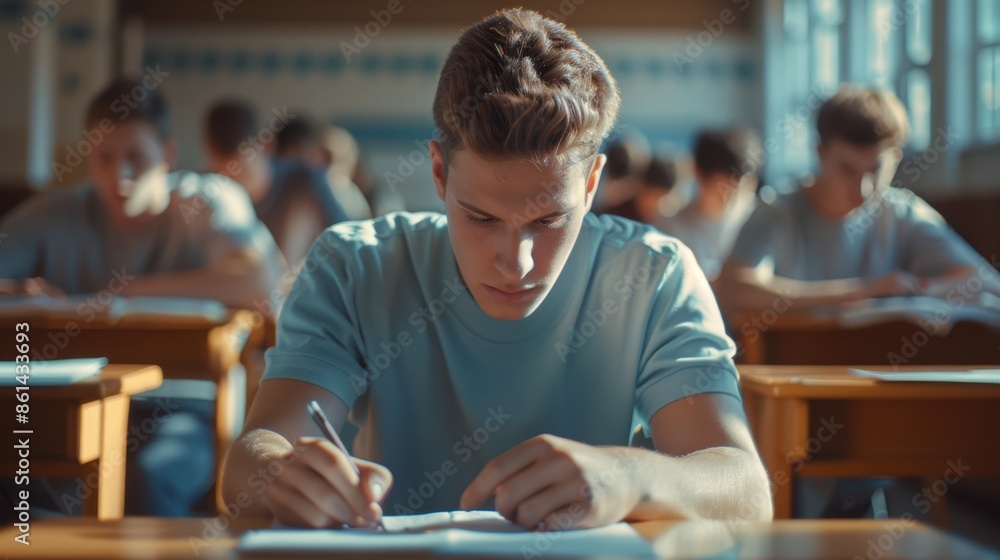 Wall mural the student in exam hall