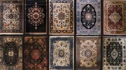 The range of carpets includes bright and elegant models of different types.