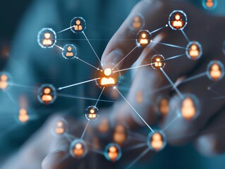 Referral Program A softly lit image of one person referring another, with a glowing connection