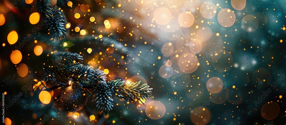 Aufkleber Abstract Christmas and New Year background with blurred lights creating a bokeh effect in a copy space image.