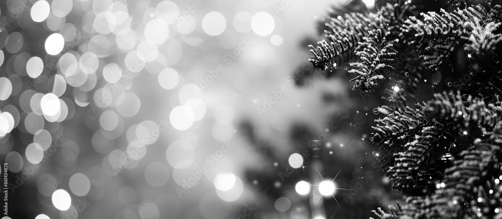 Poster blurry black and white bokeh providing an abstract background with a festive touch perfect for chris