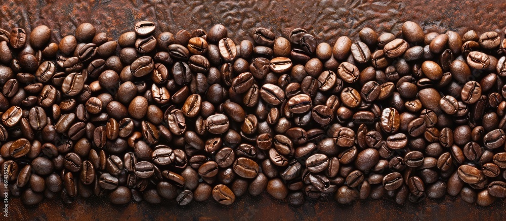 Aufkleber Background of roasted coffee beans with space for text in the image. image with copy space