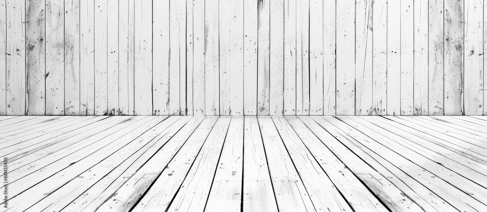 Aufkleber an abstract vintage texture of white wood flooring provides a background with copy space image.