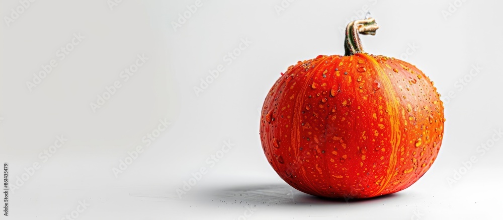 Poster close-up image of a ripe decorative pumpkin isolated on a white background, providing ample copy spa