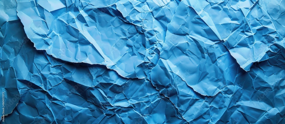 Poster background with blue crumpled paper texture providing copy space image.