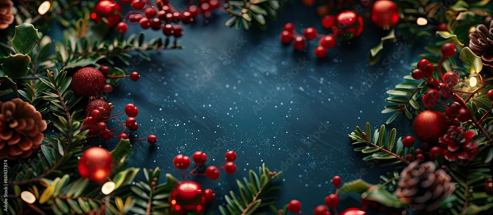 Aufkleber festive christmas-themed frame with copy space image.