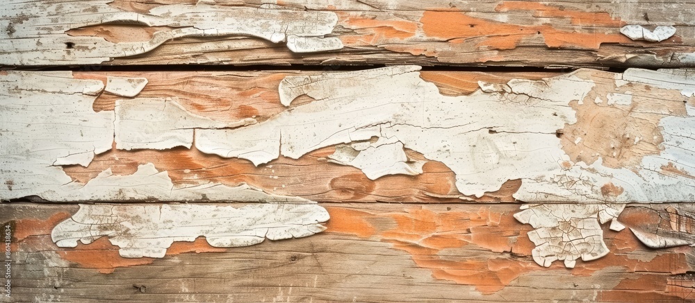 Poster An old wooden background showing cracked and peeling paint, perfect for adding text or graphics in the copy space image.