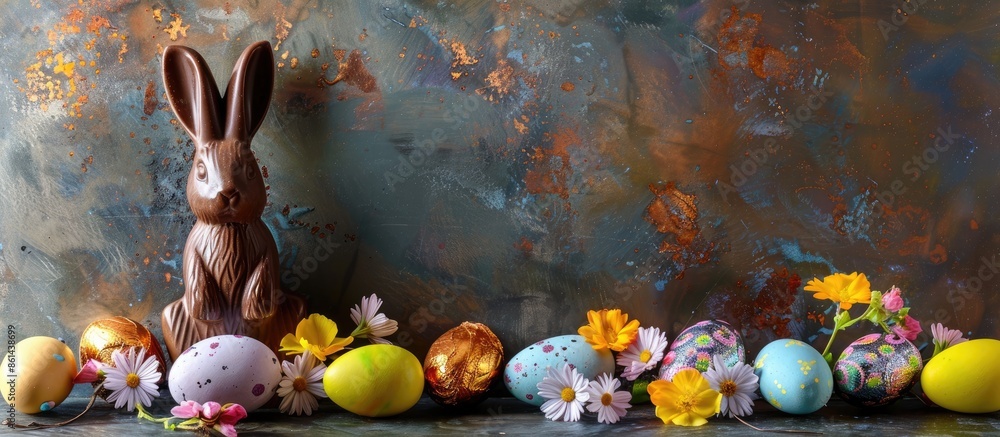 Aufkleber delectable easter treats including a chocolate bunny and colorful eggs, all arranged with an appeali