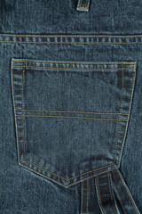 Fototapeta premium Blue Denim Jeans Back Pocket Close up.