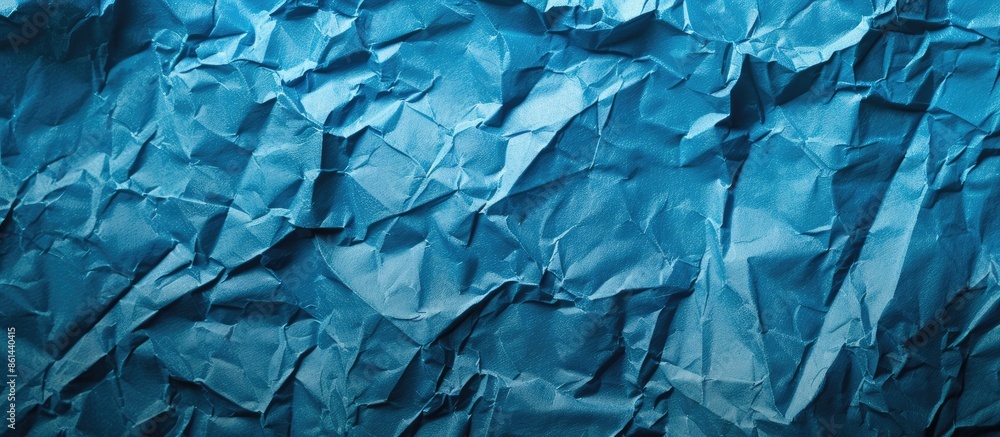 Aufkleber background with blue crumpled paper texture providing copy space image.