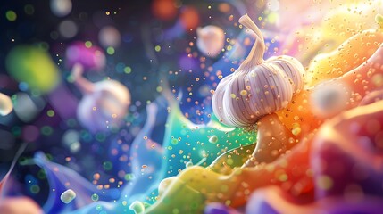 Vibrant Anatomical Ileum with Garlic - Medical Abstract