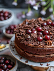 Chocolate cake on a plate