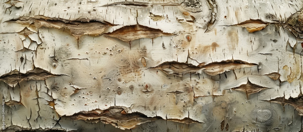 Poster Close-up of textured birch bark creating a natural background paper with copy space image.