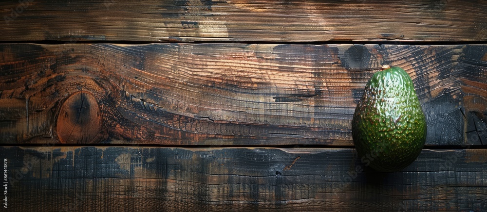 Leinwandbilder an old wooden table displaying a fresh organic avocado as a focal point in a food background, with r