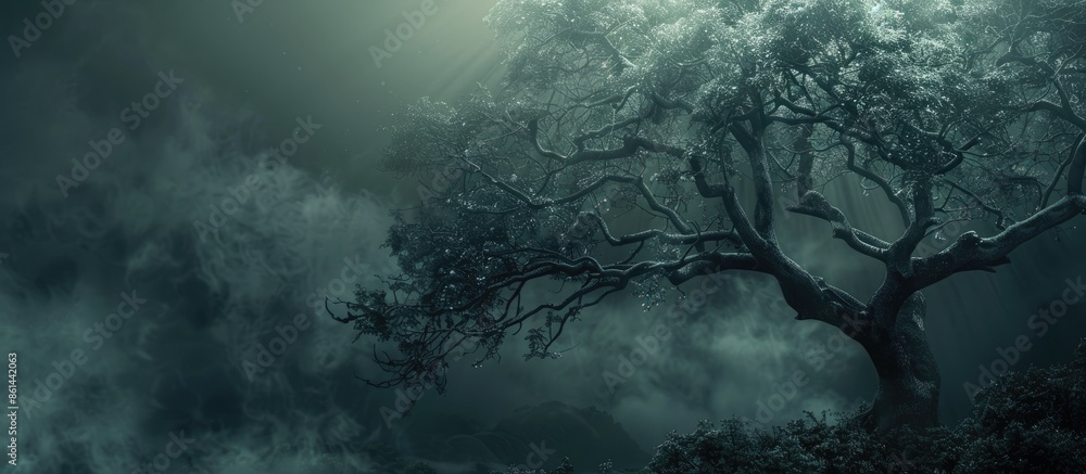 Poster artistic treetop in a dark toned image with copy space.