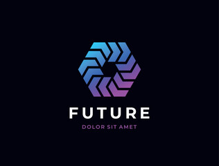 Abstract hexagon logo vector. Creative geometric logo design concept.
