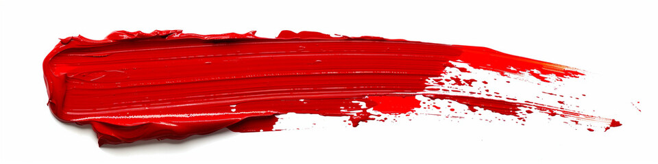 Red paint stroke on white background.