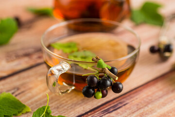 herbal tea from currant leaves and berries