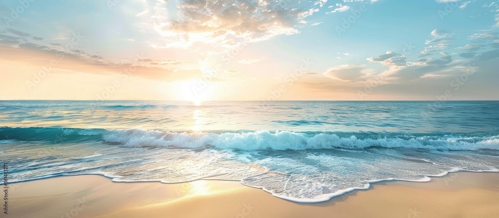 Aufkleber Background portraying a serene beach with a tranquil ocean; ideal for copy space image.