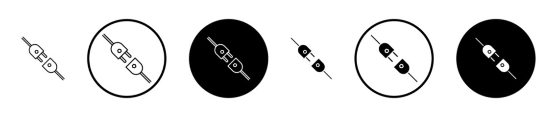 Plug connection thin line vector icon set.