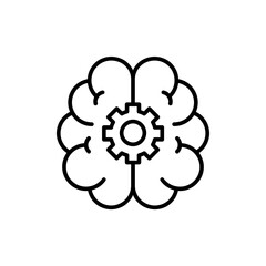 Brain management outline icons, minimalist vector illustration ,simple transparent graphic element .Isolated on white background