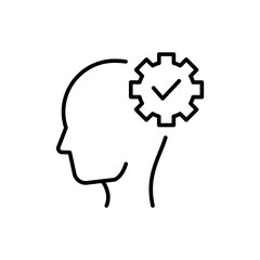 Critical thinking outline icons, minimalist vector illustration ,simple transparent graphic element .Isolated on white background