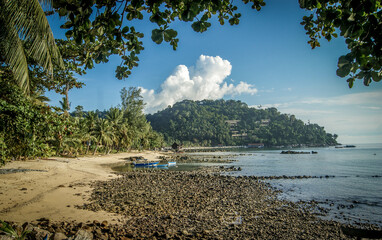 Tioman, Malaysia beach with hill in the background