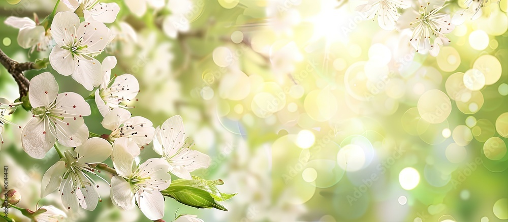 Aufkleber background of spring blossoms with a copy space image.