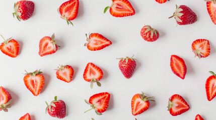 set of strawberries scattered on the floor