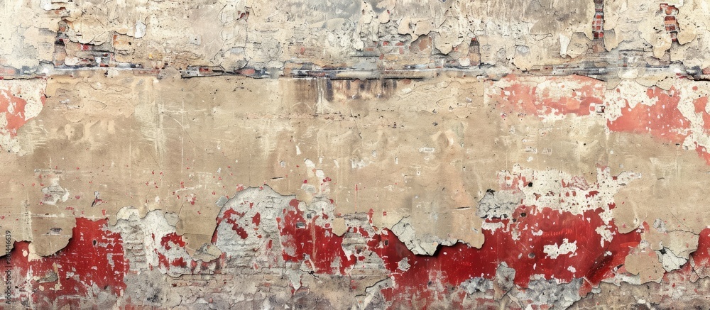 Poster an aged, empty brick wall with a distressed, grungy red stonewall background offers a shabby buildin