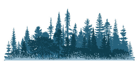 Silhouette of a forest, isolated on white background  © Valerii