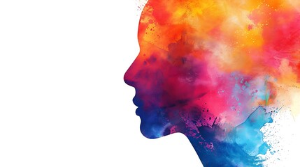 Silhouette of a human head made of watercolor flowers in honor of World Asthma Day. Art