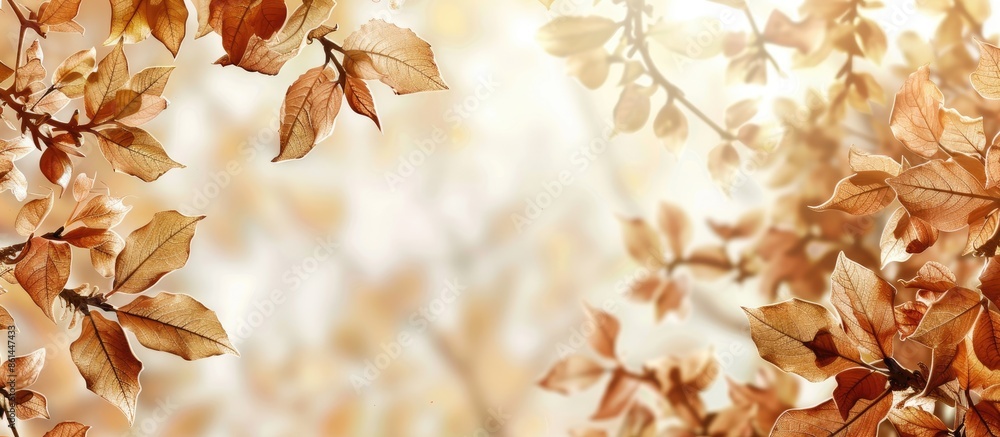 Poster autumn and winter backdrop featuring laurel leaves, ideal for copy space image.