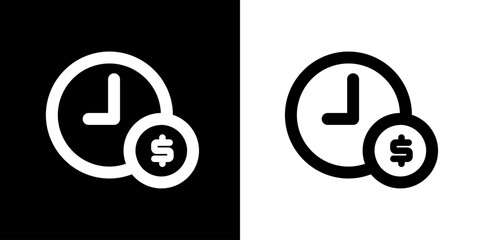 Time is money icon. Black icon. Silhouette icon. Business icon. Icon