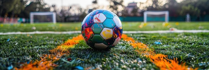 Colorful Soccer Ball on the Field