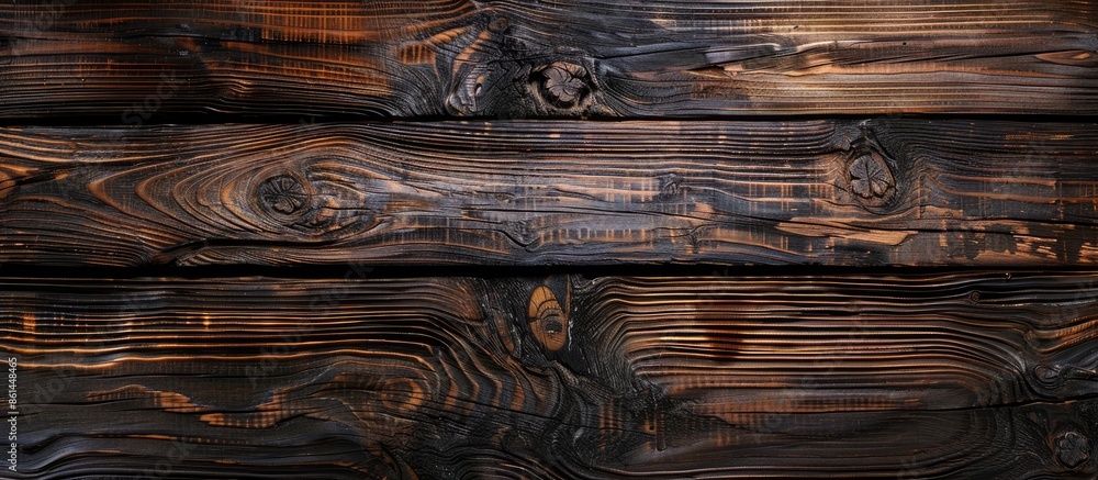 Poster Background surface with an old natural pattern on dark wood texture, perfect as a copy space image.