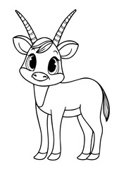 cartoon gemsbok colouring pages for kids' black vector   
outlines 