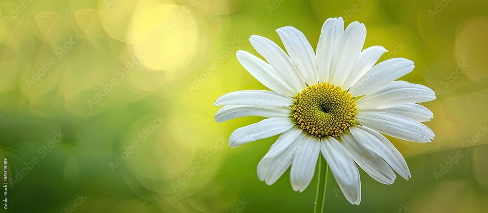 Poster Close-up of a daisy flower with a blurred green background providing a layer effect and selective focus, ideal for a copy space image.